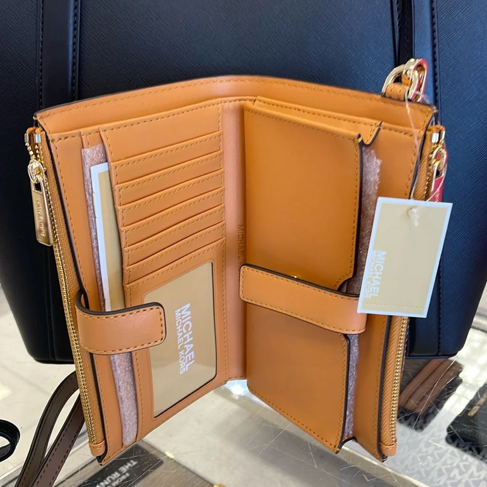 MICHAEL KORS JST LG DOUBLE ZIP WRISTLET WALLET PHONE HOLDER Cider Multi NWT